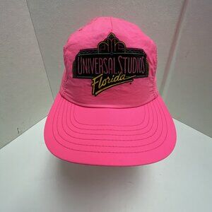 Vintage UNIVERSAL STUDIOS Theme Park FLORIDA NEON SIGN SnapBack Hat Cap - Pink